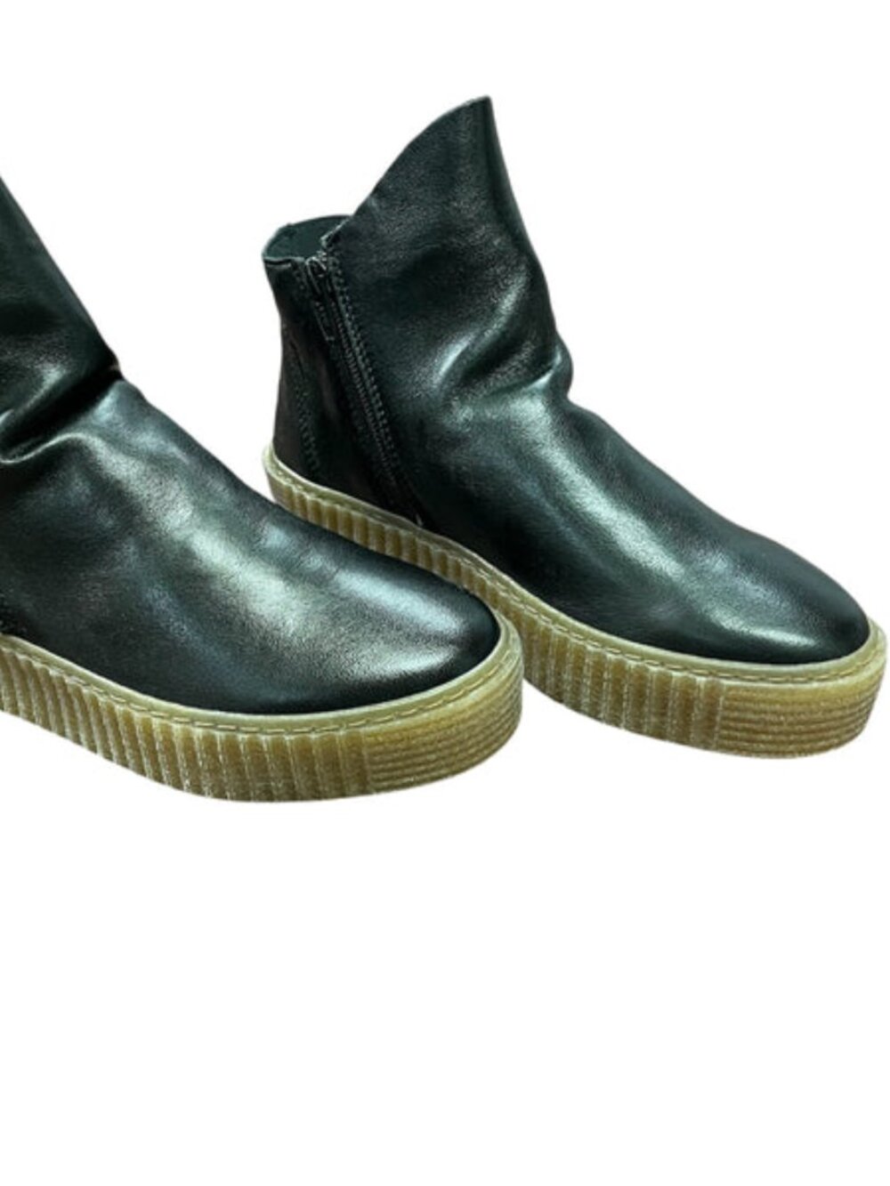 Laurevan Zelda Booties Leather Platform Ankle Boots Black